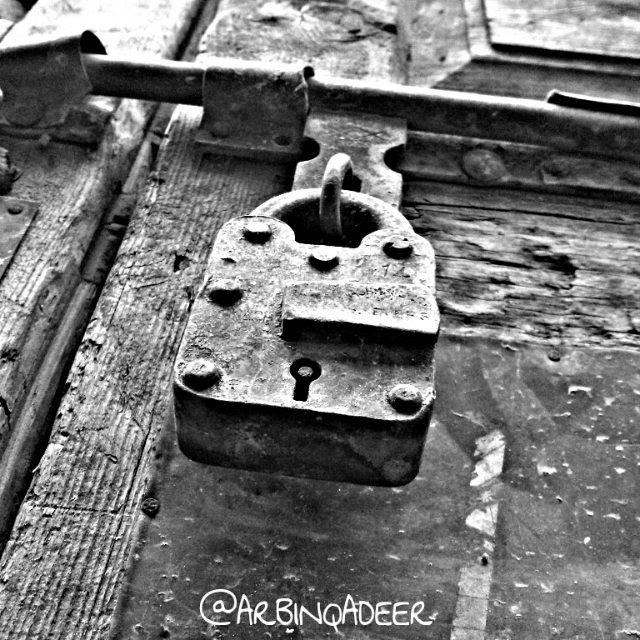 A very old lock on an abandoned house, Sialkot